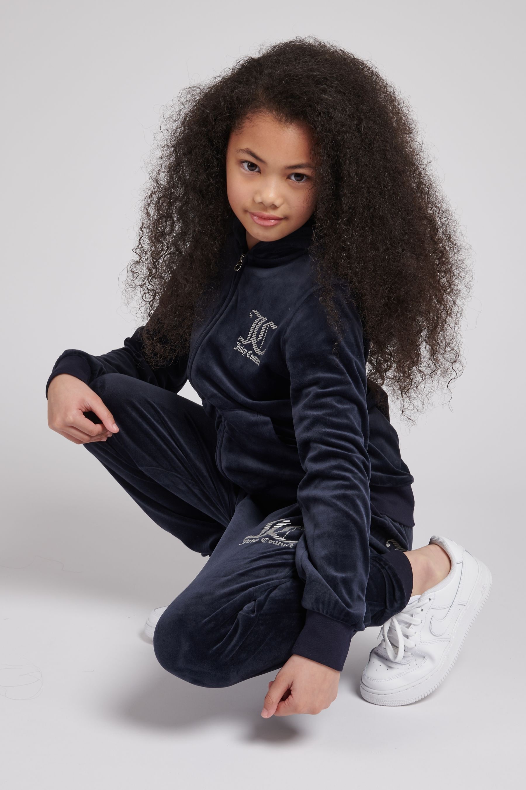 Nike blue velour zip thru tracksuit top
