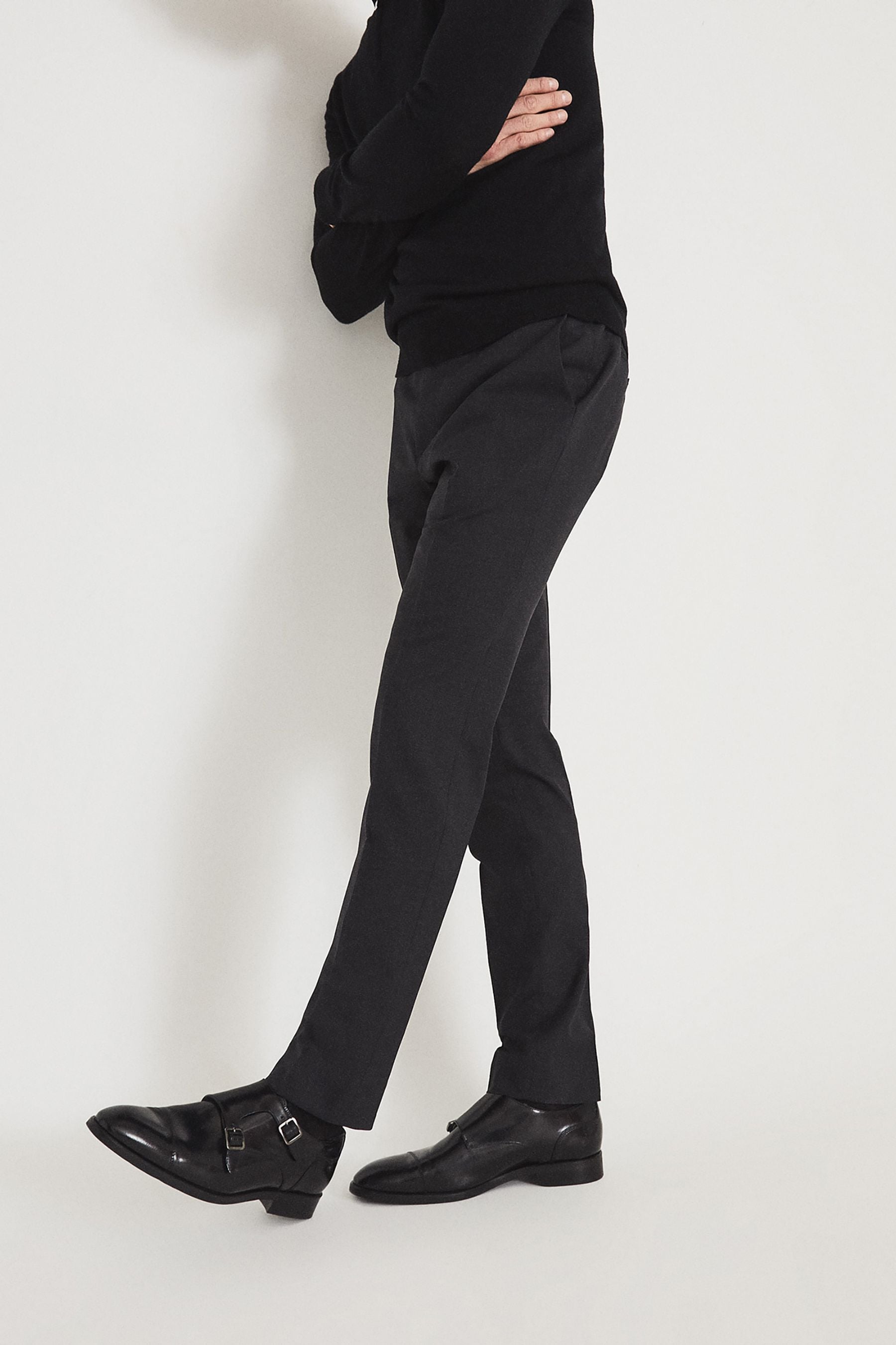 Buy Reiss Black Rivington High Shine Leather Monk Strap Shoes from the Next UK online shop