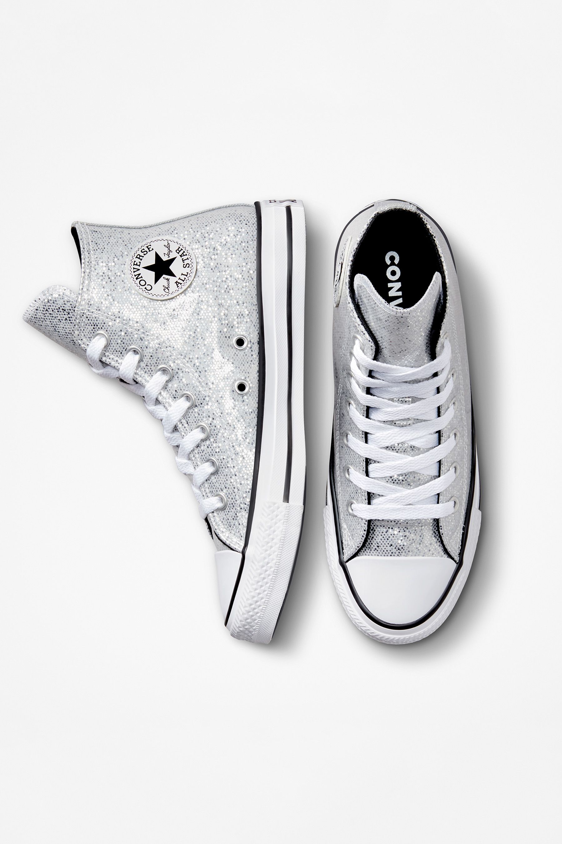 Silver metallic converse deals
