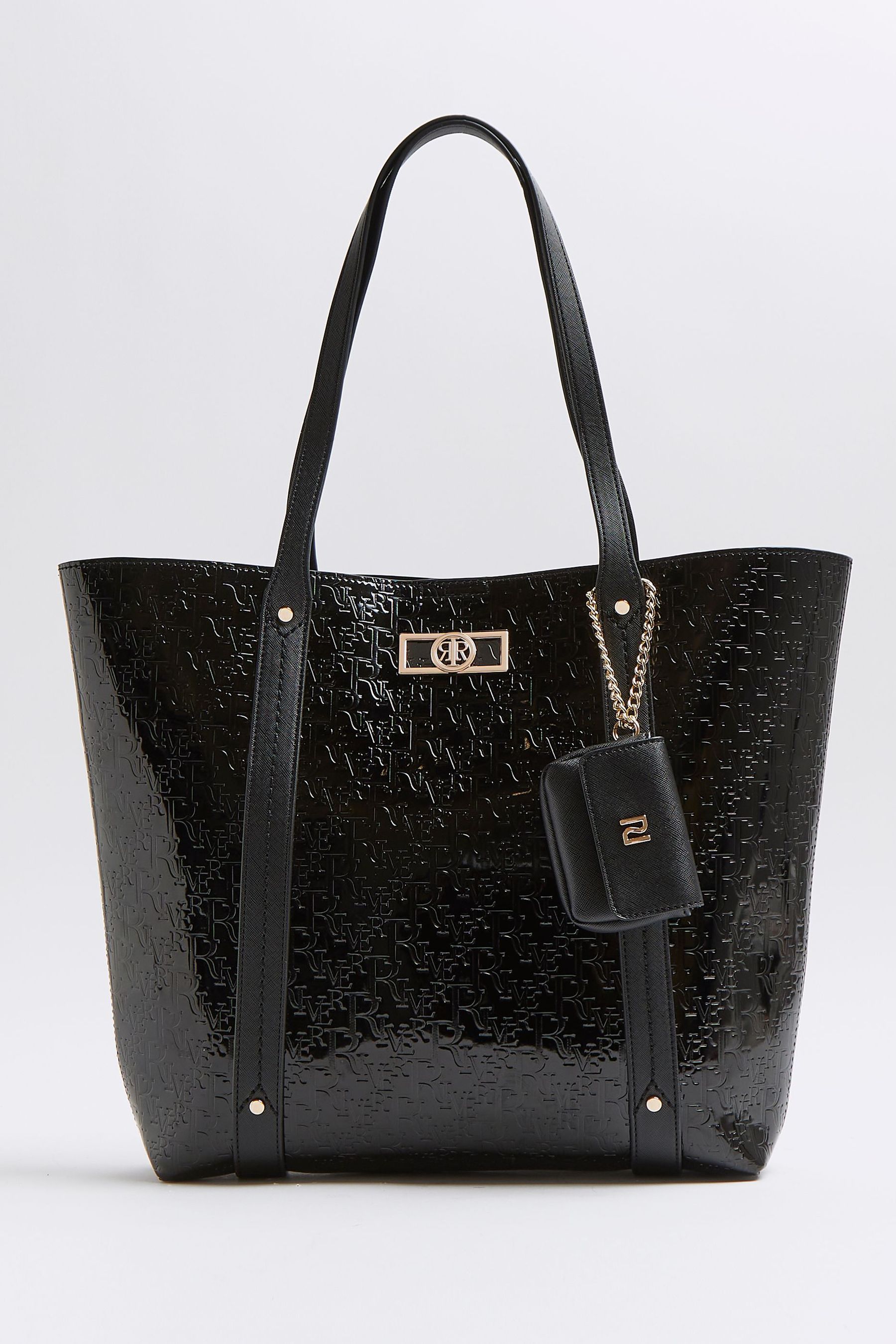 Black patent river island bag sale