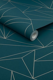 Teal Blue Abstract Geo 10M Wallpaper - Image 4 of 4