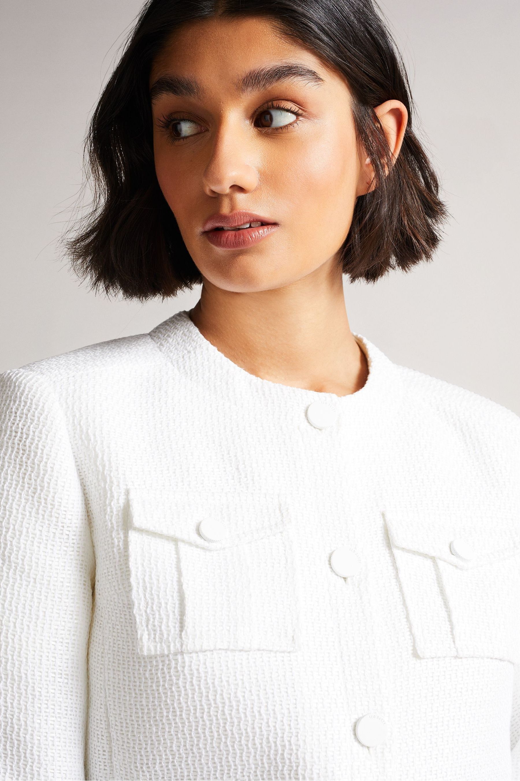 Buy Ted Baker White Alera Cropped Boxy Jacket With Cargo Styling from Next Luxembourg