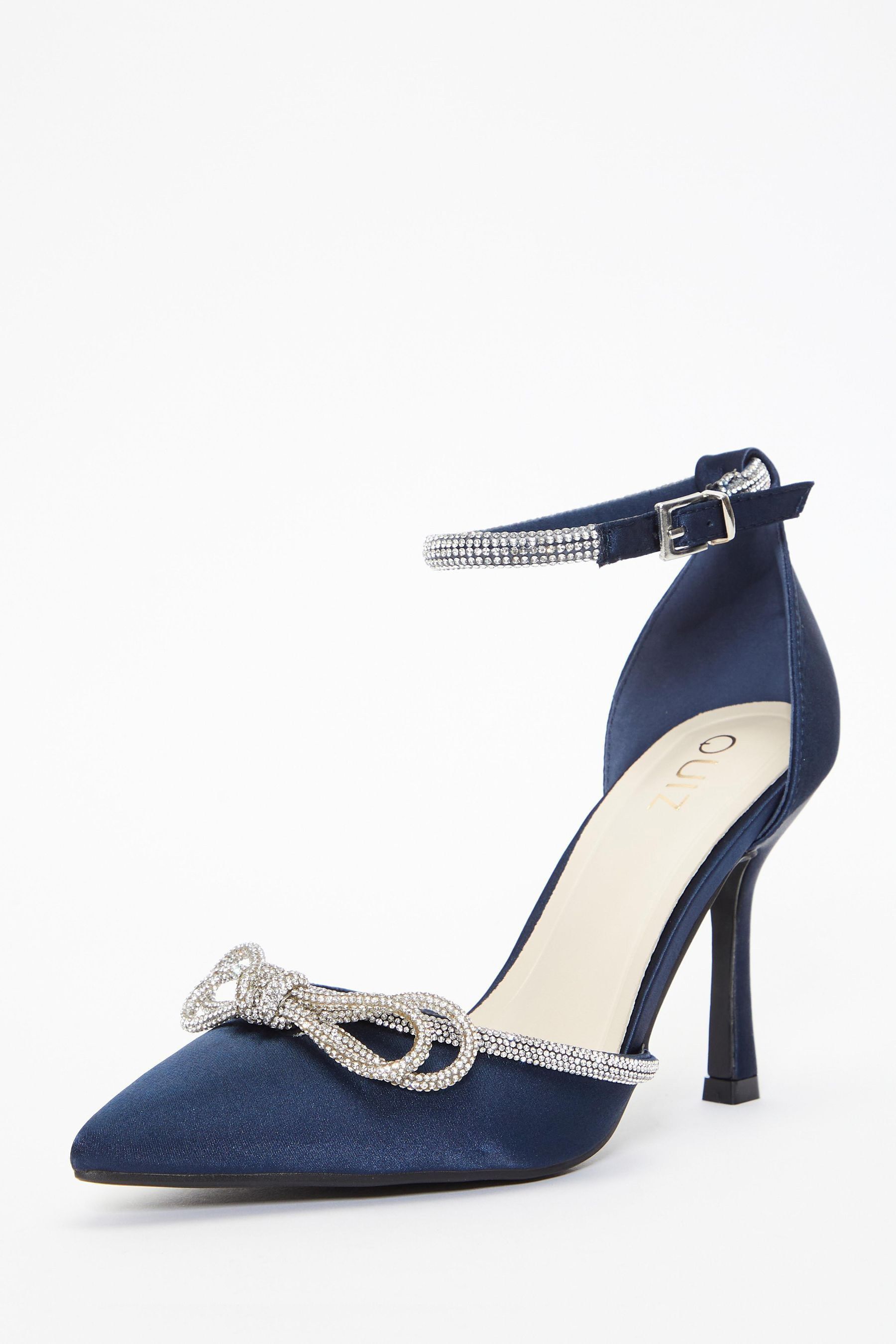 Buy Quiz Blue Satin Bow Court Heels from the Next UK online shop