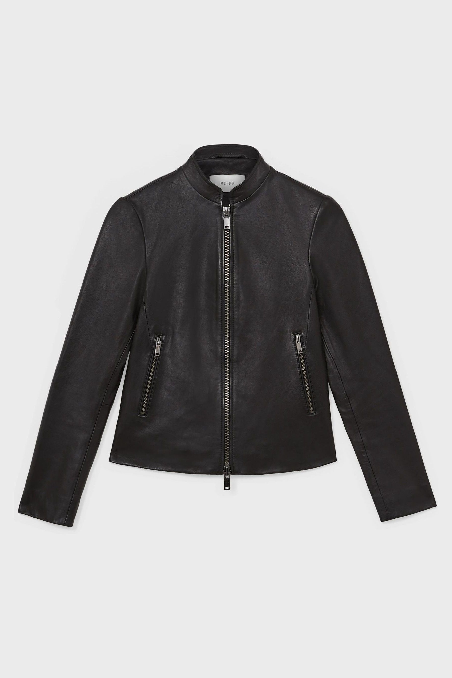 Reiss black leather jacket deals