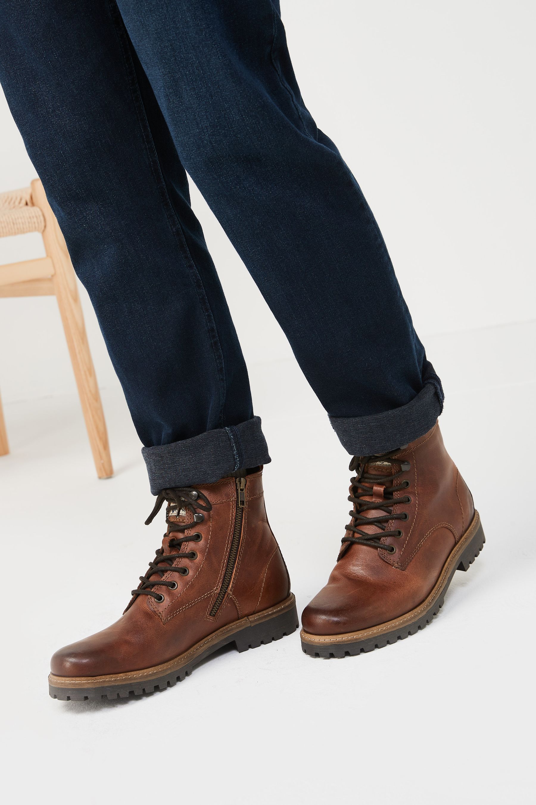 Buy Brown Leather Warm Lined Boots from Next Luxembourg