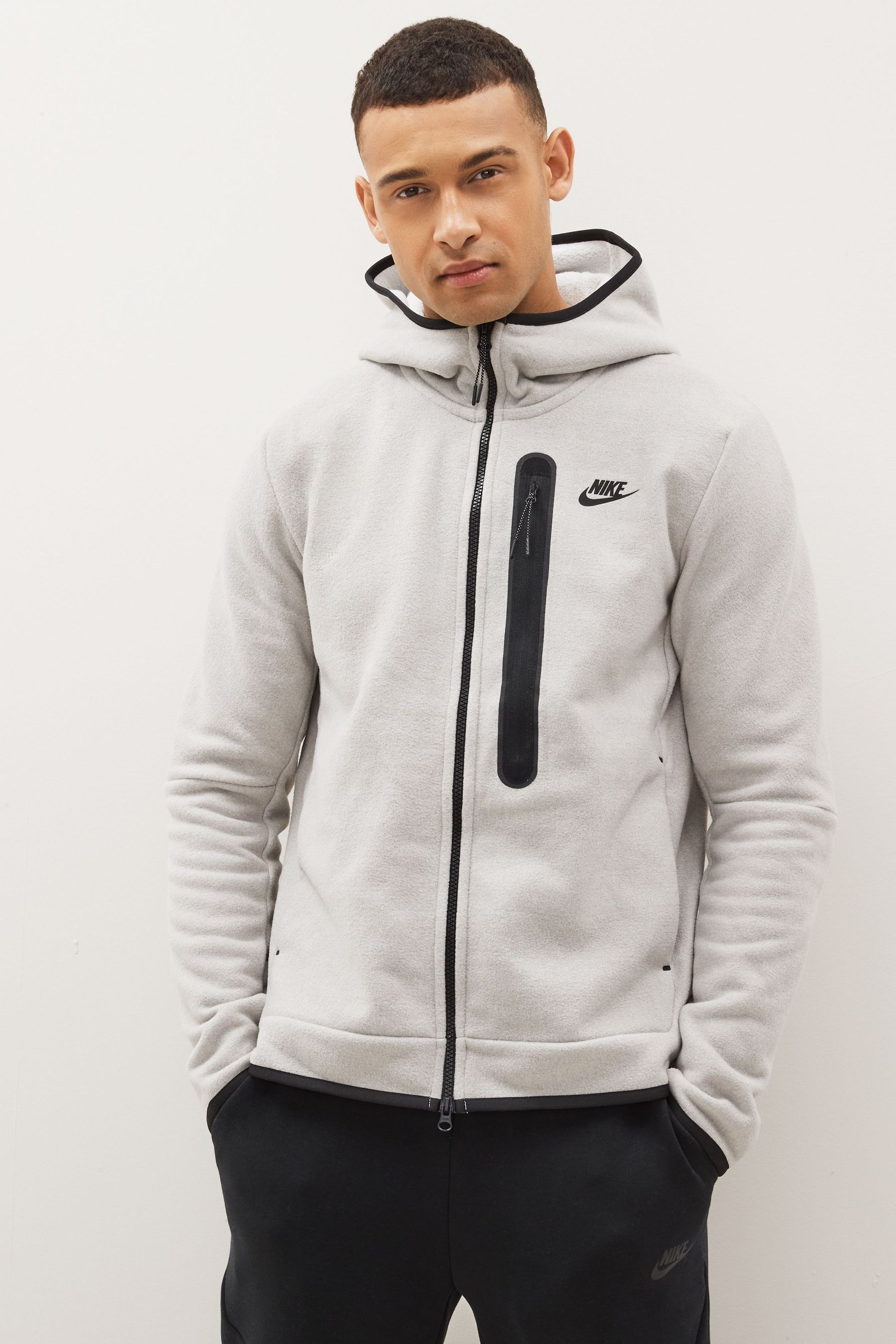 Buy Nike Light Grey Tech Fleece Full Zip Winterized Hoodie from Next Luxembourg