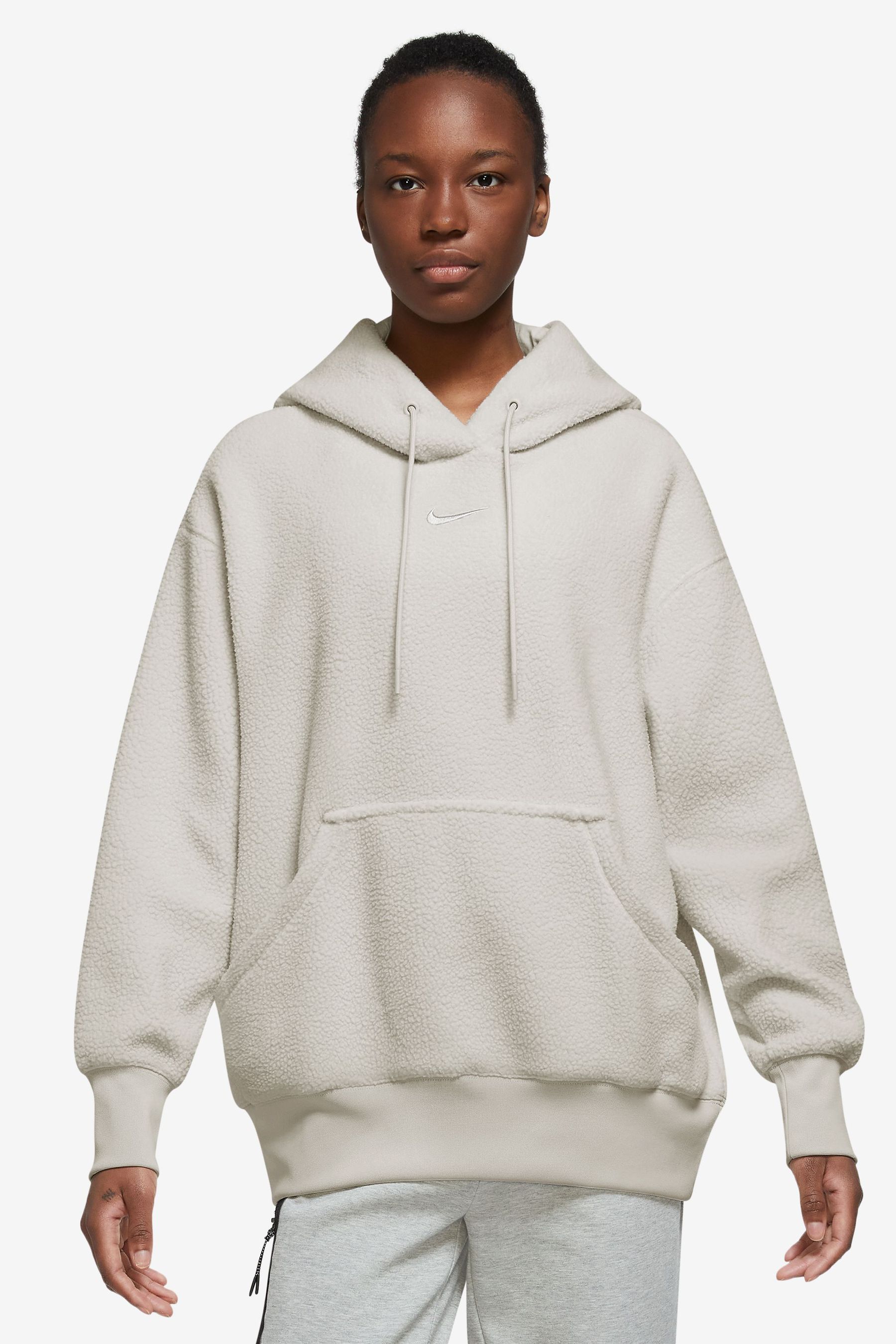 Buy Nike Cream Oversized Plush Borg Hoodie from Next Lithuania