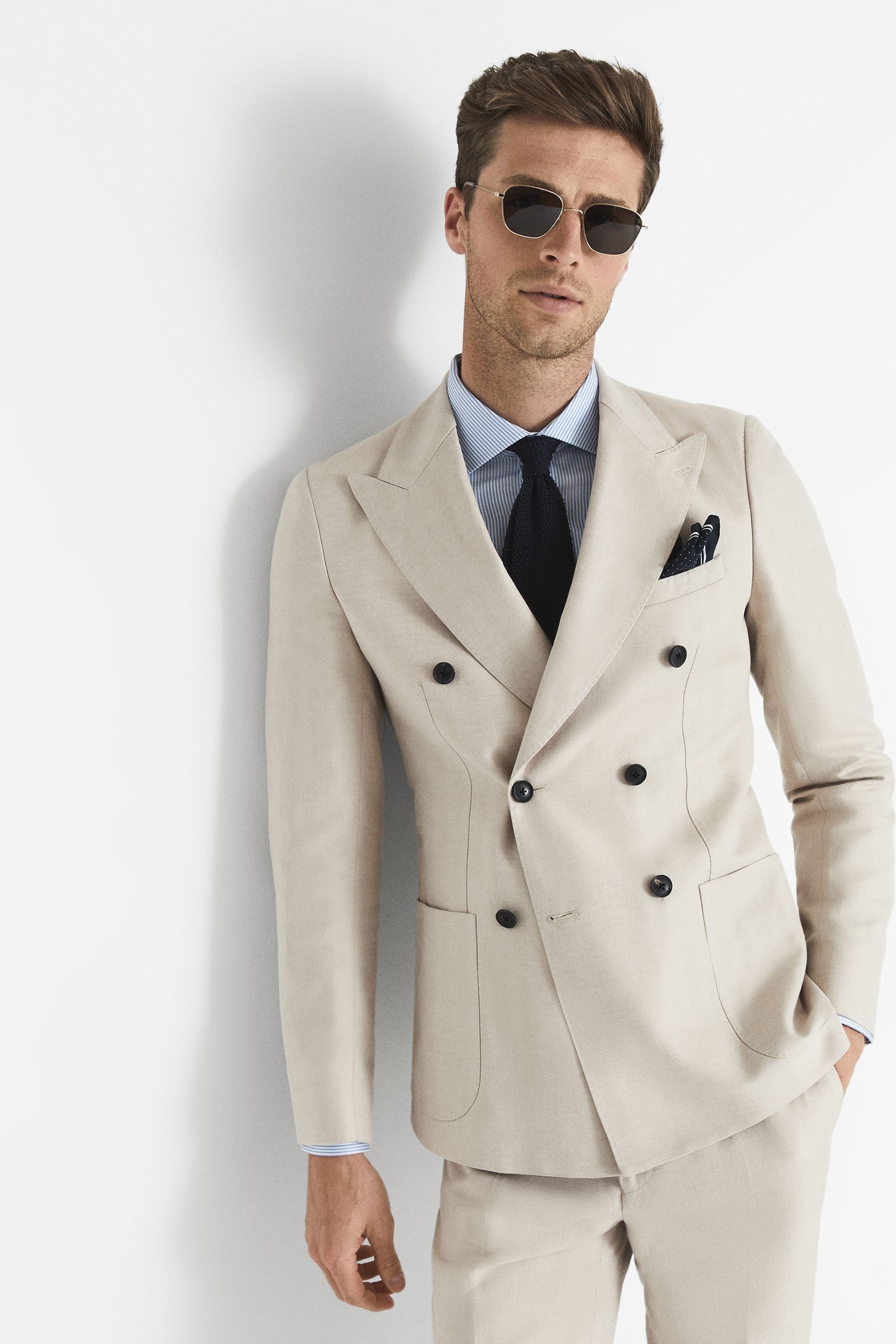 Buy Reiss Fawn Double Breasted Herringbone Slim Fit Blazer from Next Luxembourg