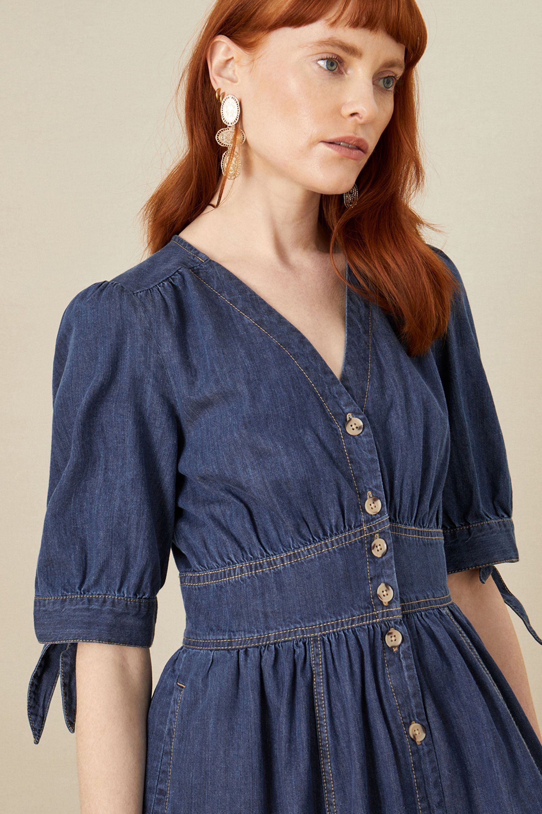 Buy Monsoon Dolly Blue Plain Denim Dress from Next Luxembourg
