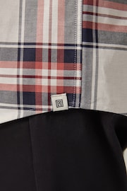Ecru White/Navy Blue Stretch Oxford Check Short Sleeve Shirt - Image 5 of 8