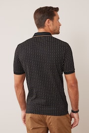 Black/Gold Diamond Short Sleeve Print Polo Shirt - Image 3 of 5