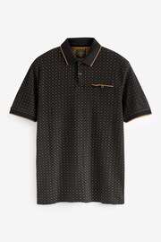 Black/Gold Diamond Short Sleeve Print Polo Shirt - Image 5 of 5