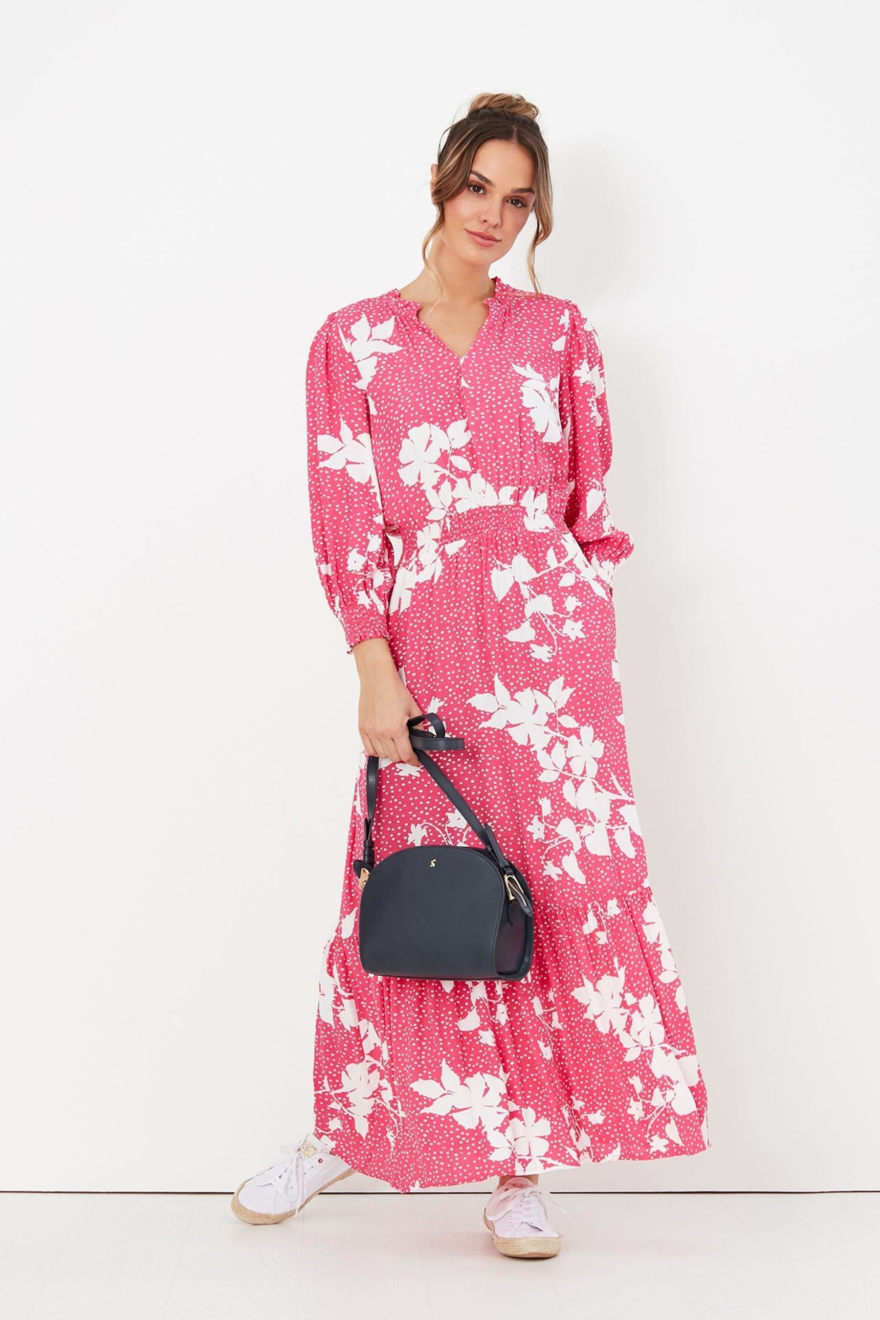 Buy Joules Pink Ashley Frill Neckline Dress With Smocked Waist from Next Luxembourg