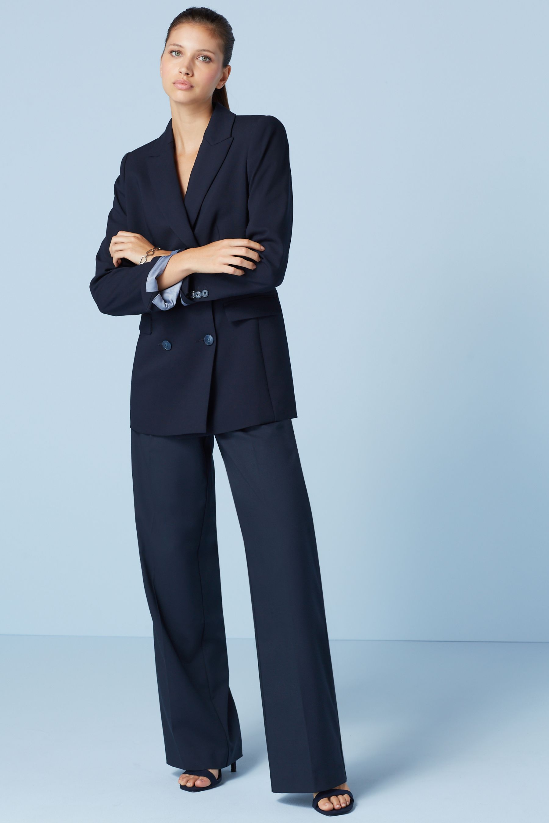 Buy Navy Blue Tailored Double Breasted Textured Blazer from Next Luxembourg