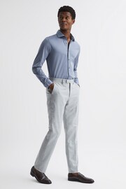 Reiss Airforce Blue King Mercerised Cotton Button-Through Shirt - Image 3 of 7