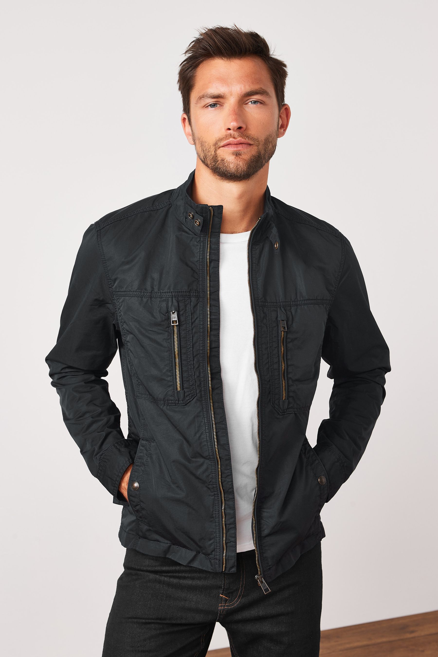 Buy Black Shower Resistant Utility Shacket from Next Luxembourg