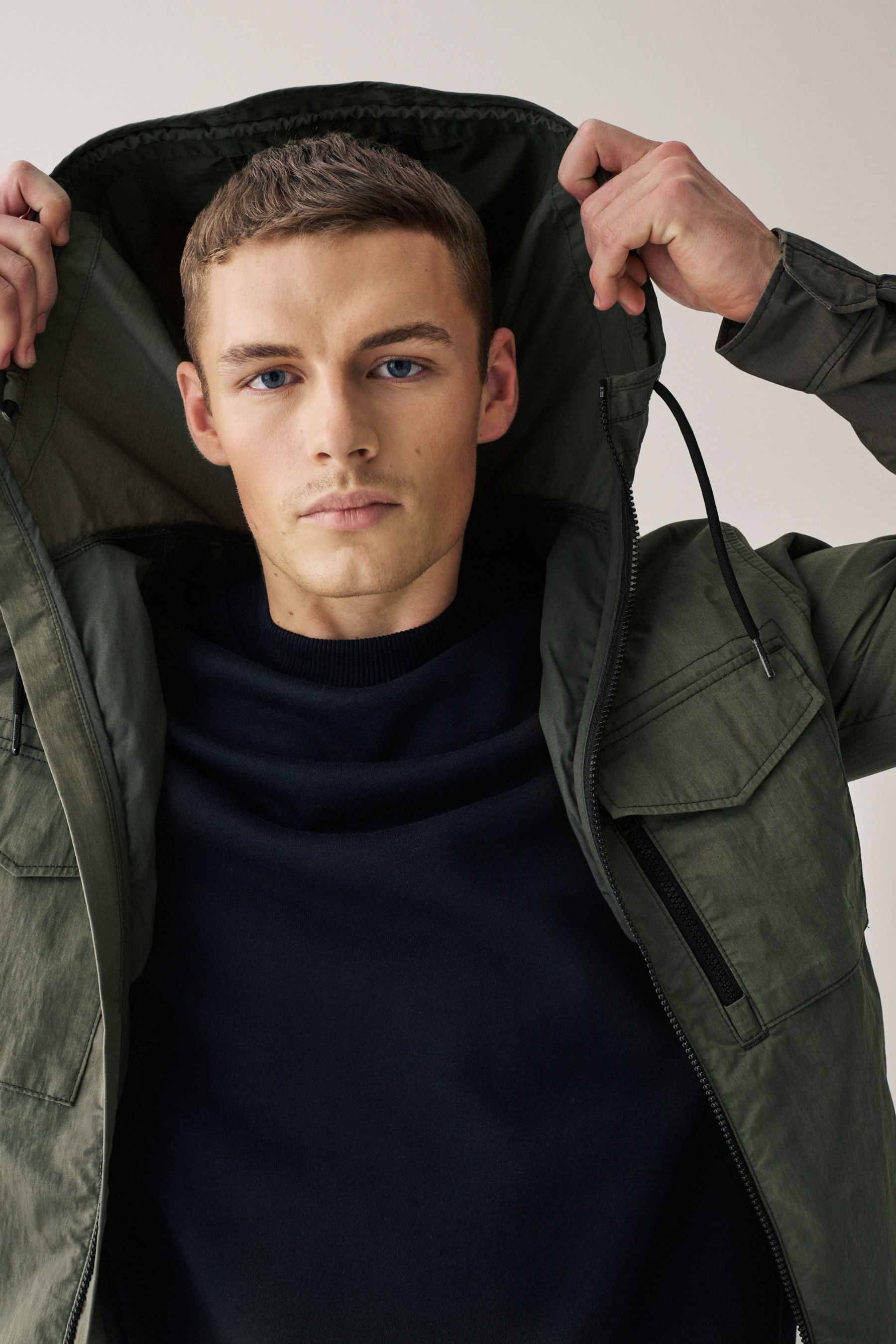 Buy Khaki Green Shower Resistant Hooded Utility Jacket from Next Luxembourg