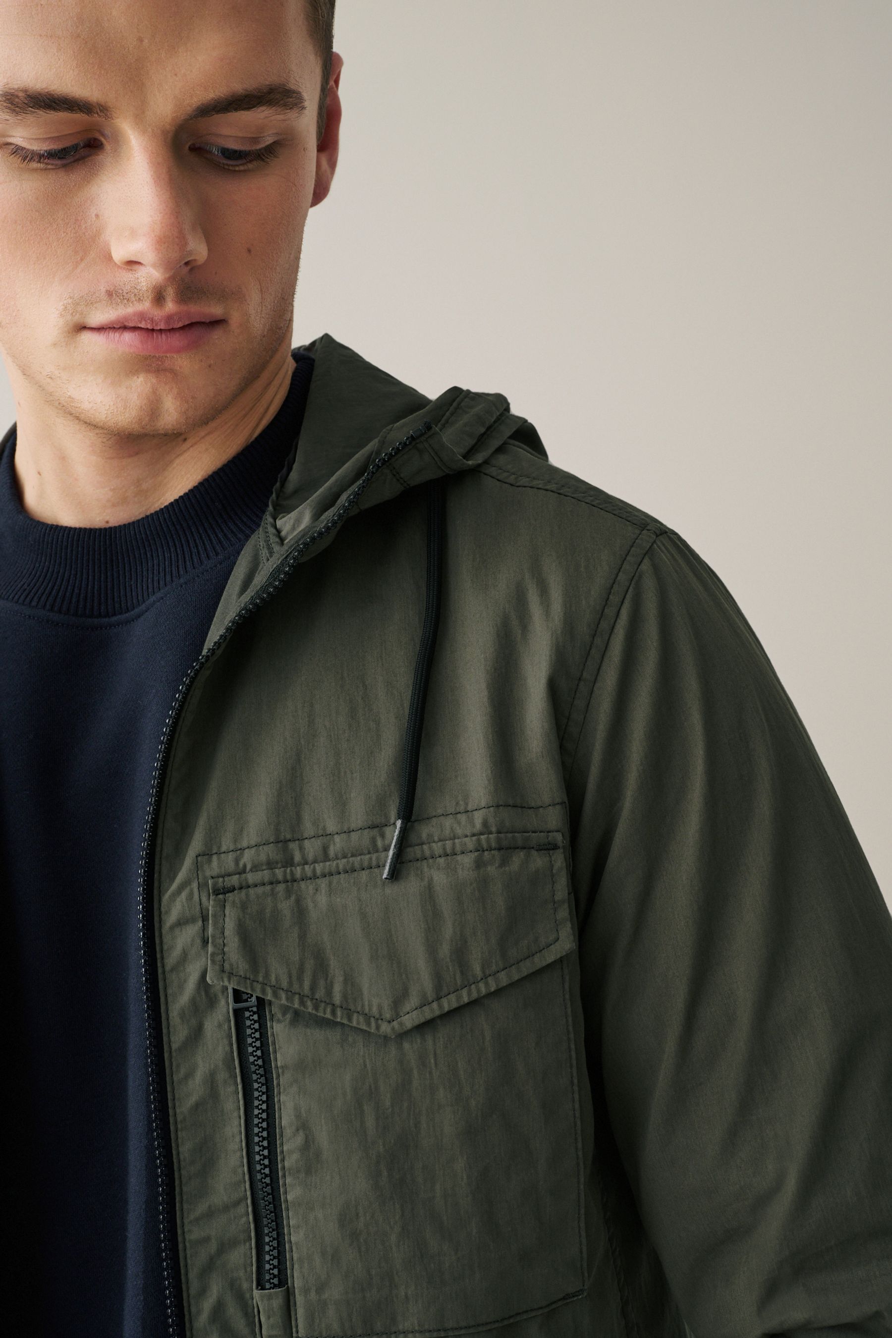 Buy Khaki Green Shower Resistant Hooded Utility Jacket from Next Luxembourg