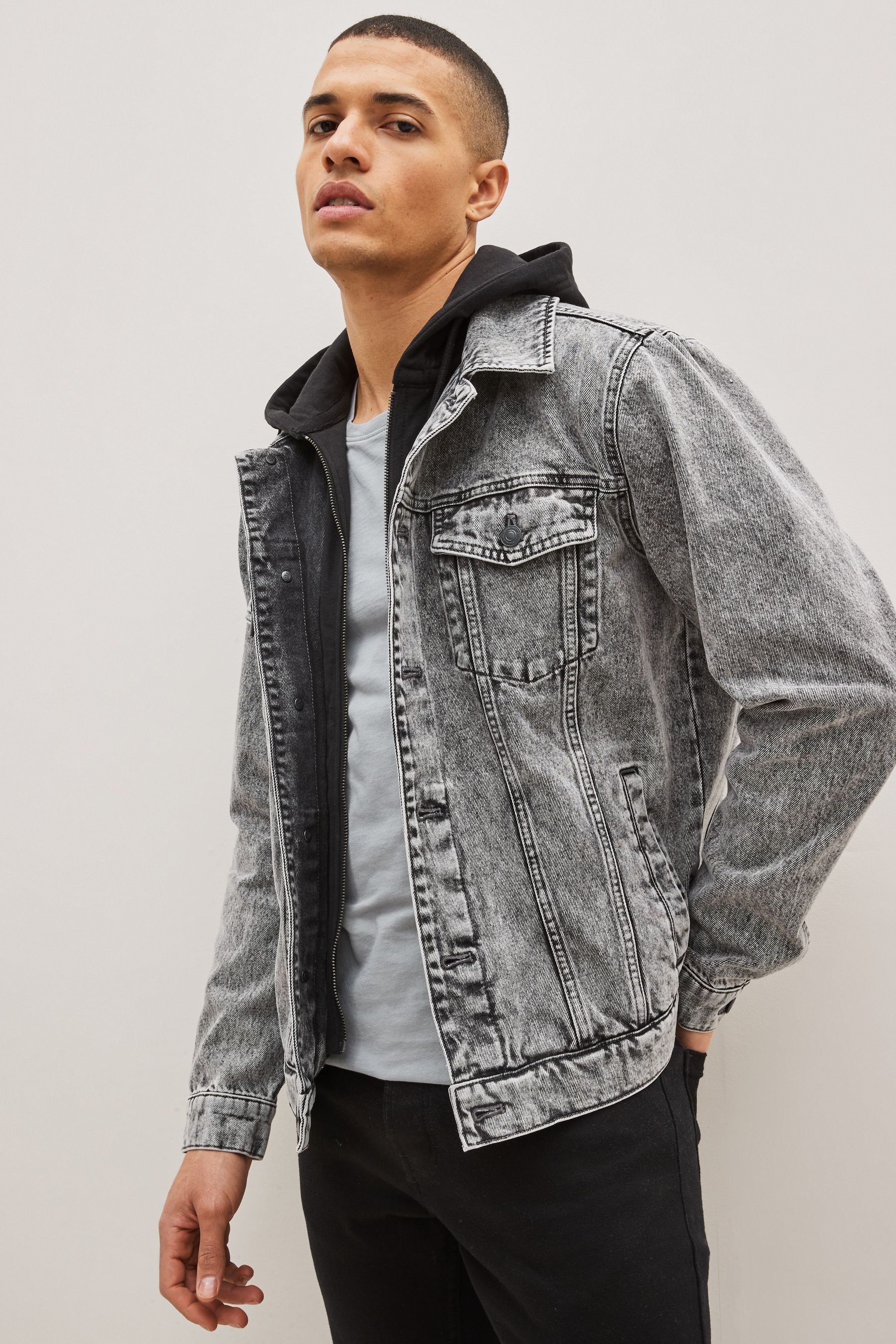Denim jersey jacket shop