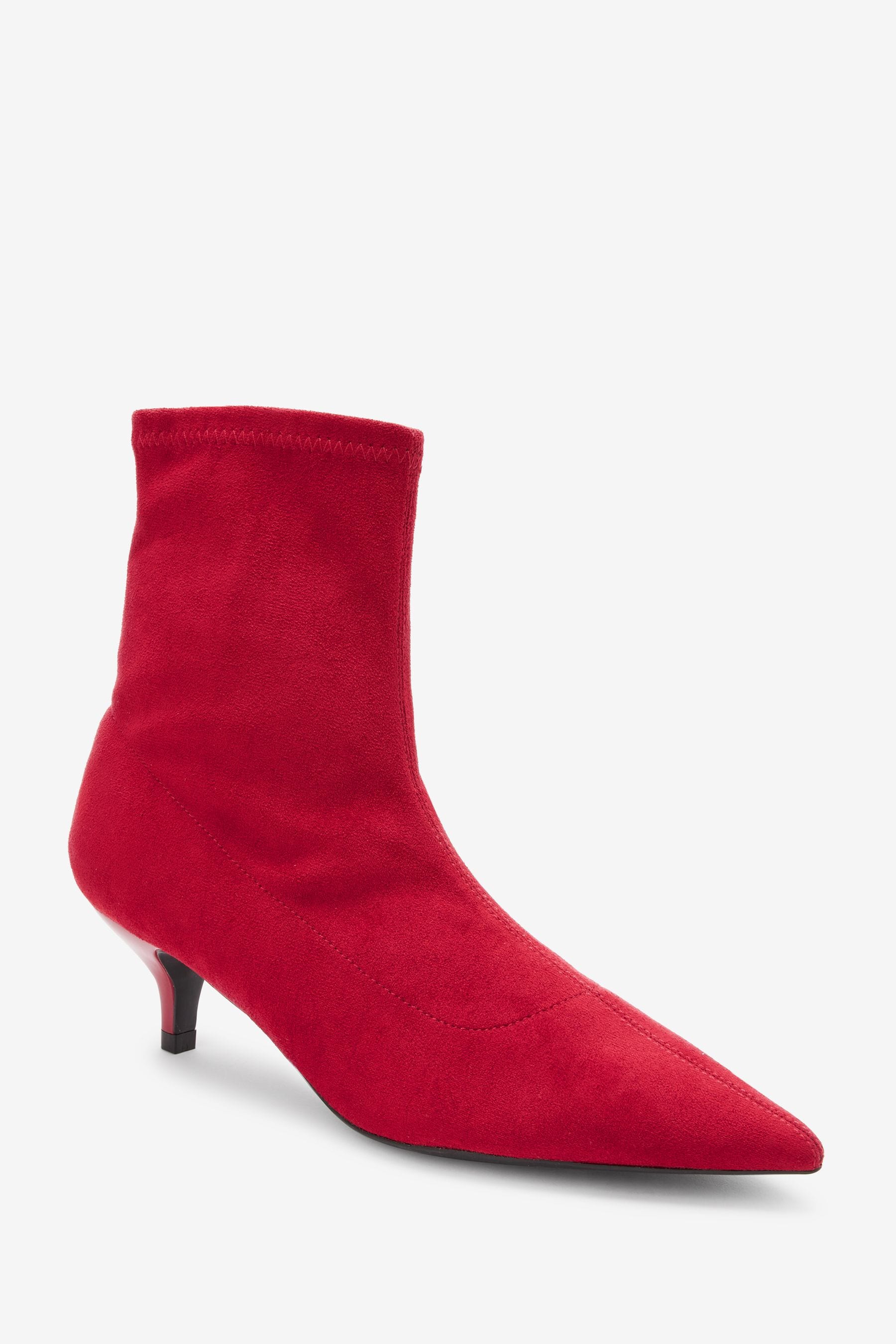 Red ankle boots kitten heel deals