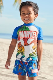 Marvel Blue 2 Piece Sunsafe Top And Shorts Set (3mths-7yrs) - Image 1 of 7