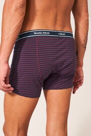 White Stuff Teal Blue Plain And Stripe Boxers 2 Pack - Image 3 of 4