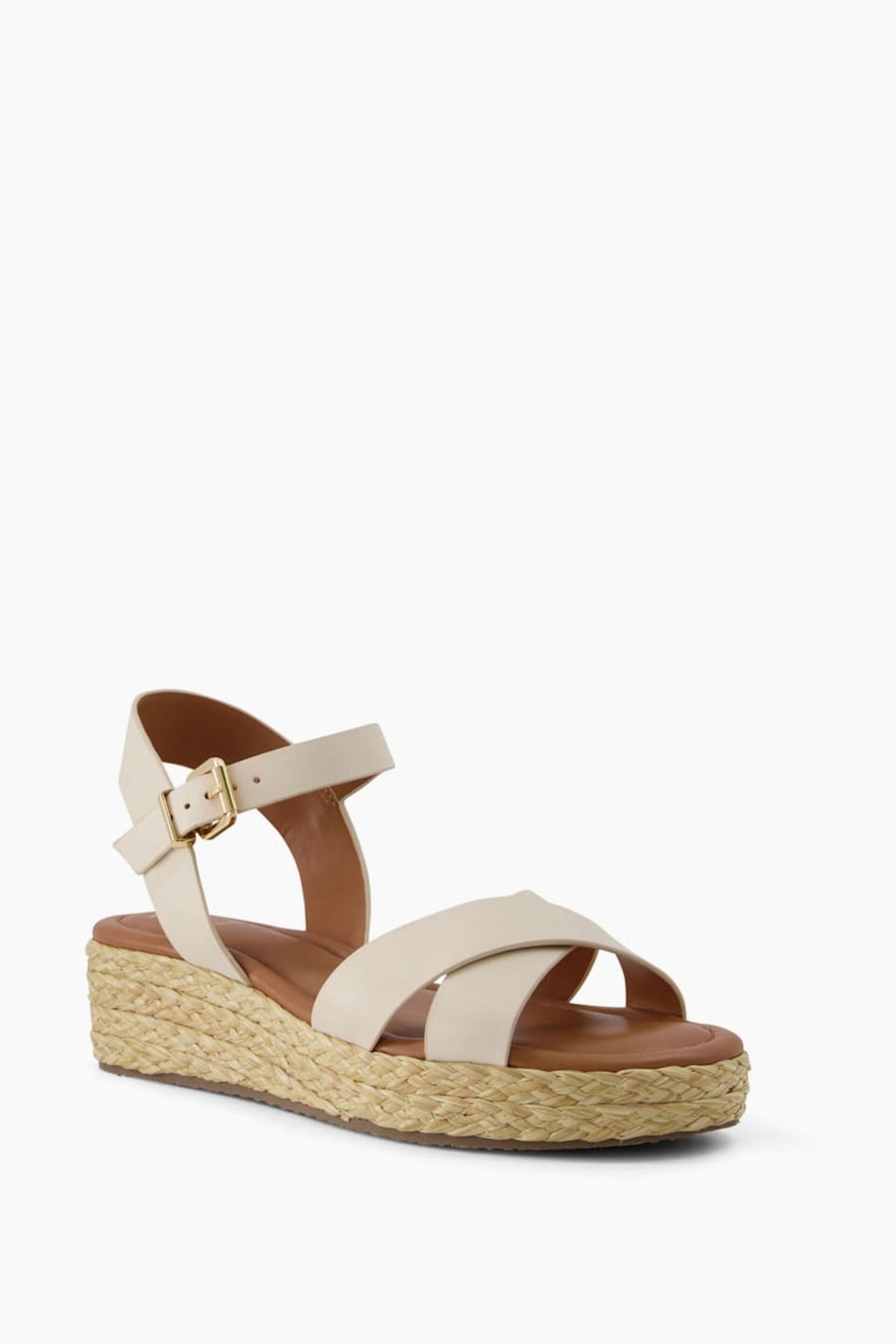 Dune London White Womens Wide Fit Linnie Cross Strap Flatform Sandals - Image 5 of 6