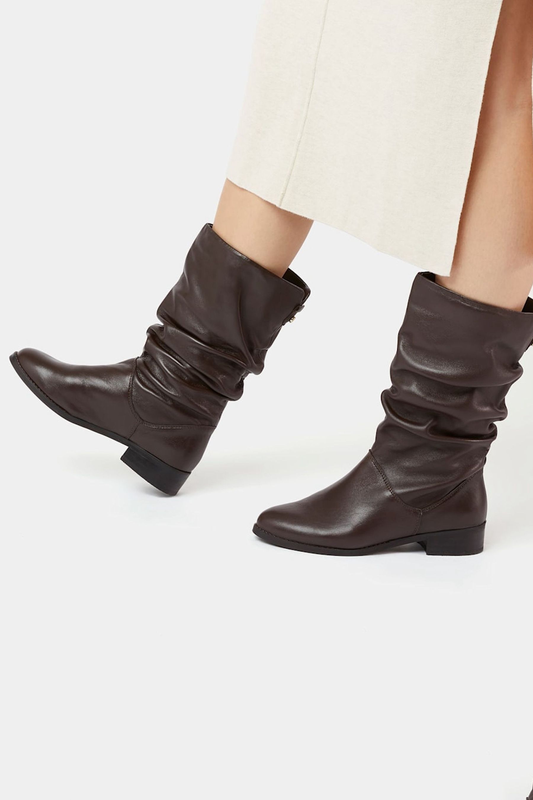 Buy Dune London Rosalindas Wide Fit Ruched Calf Boots from Next Luxembourg