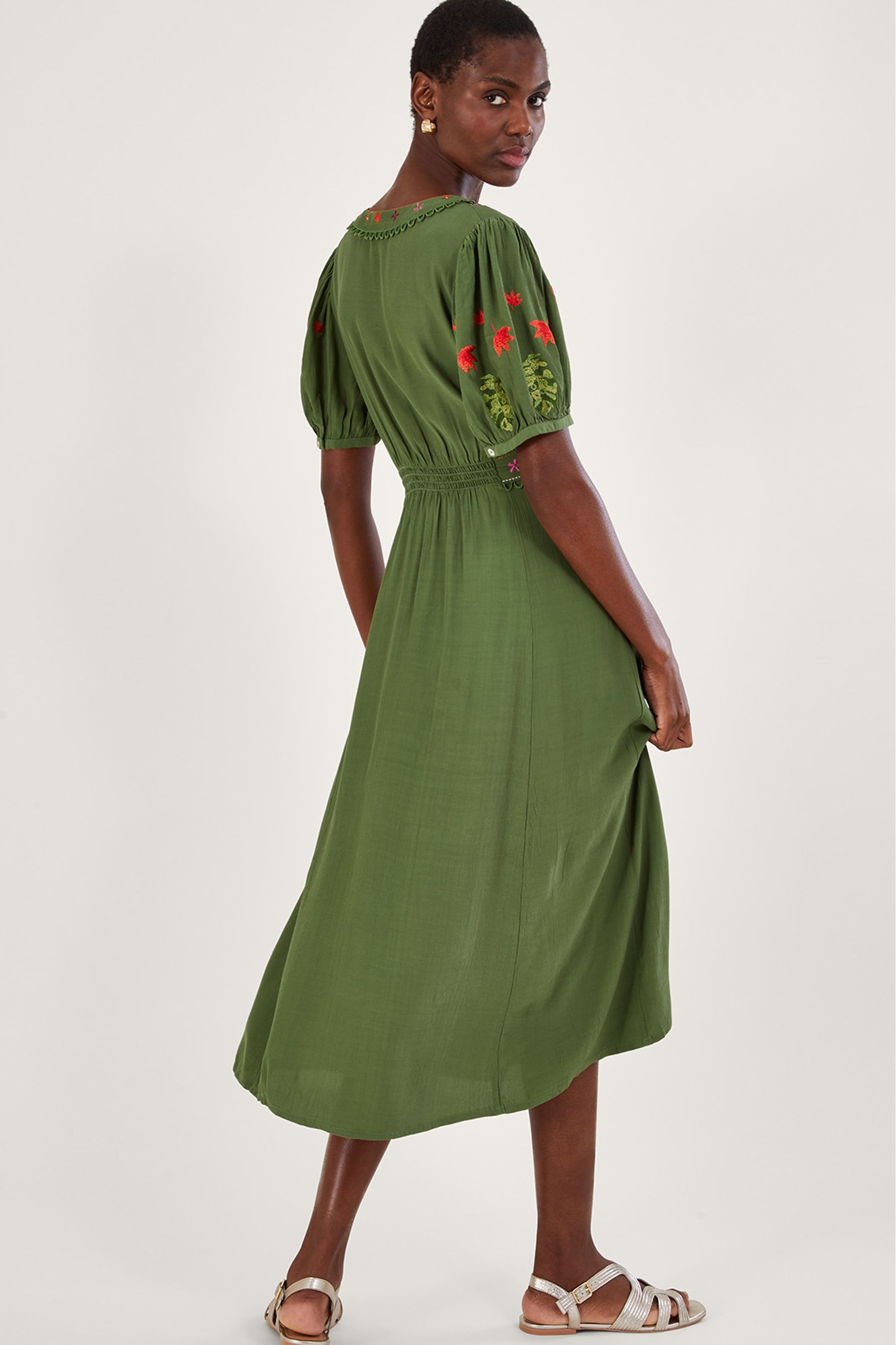 Buy Monsoon Green Farah Floral Embroidered Tea Dress from Next Austria