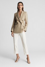 Reiss Neutral Logan Double Breasted Twill Blazer - Image 3 of 5