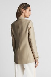 Reiss Neutral Logan Double Breasted Twill Blazer - Image 5 of 5