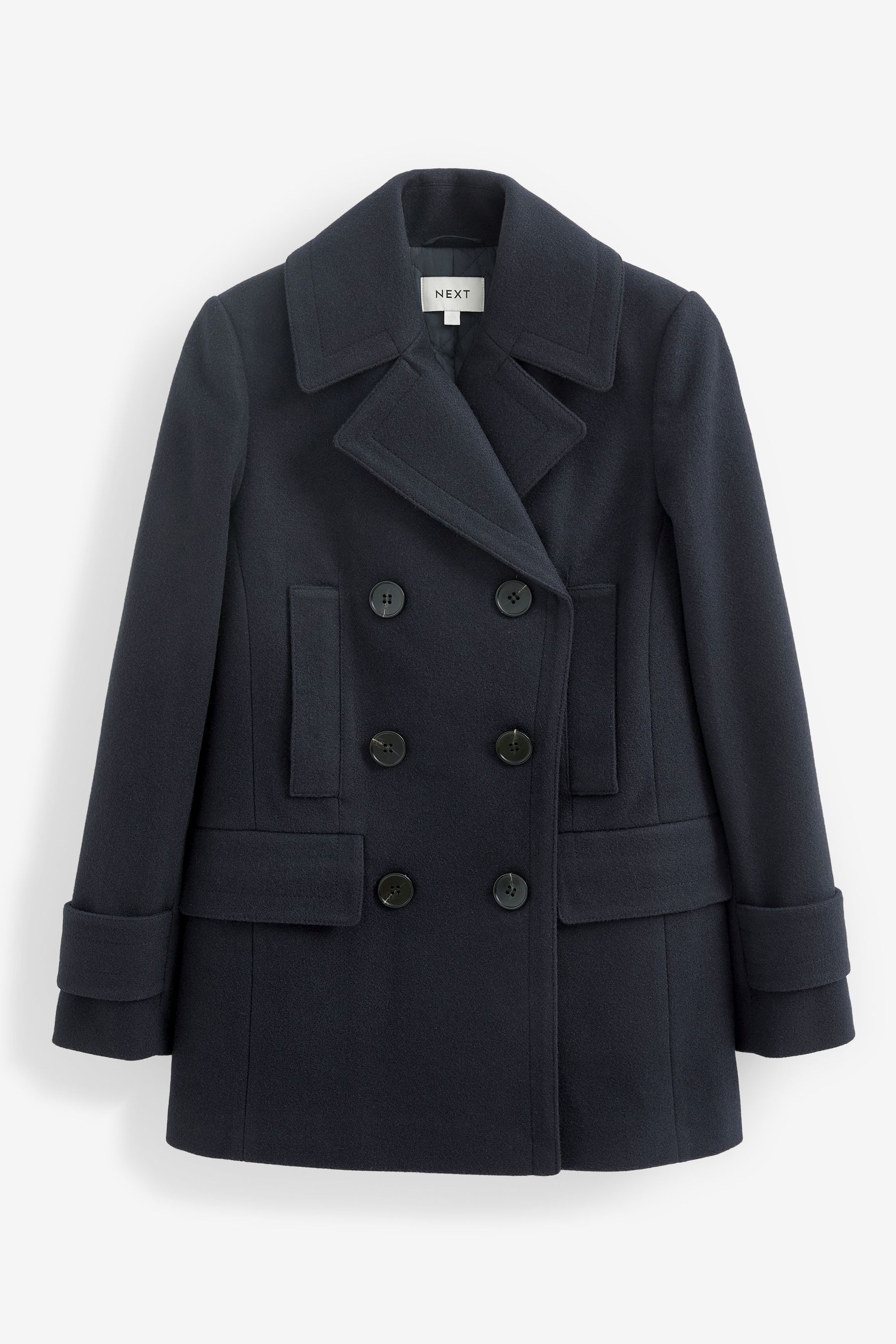 Buy Navy Blue Double Breasted Pea Coat from Next Belgium