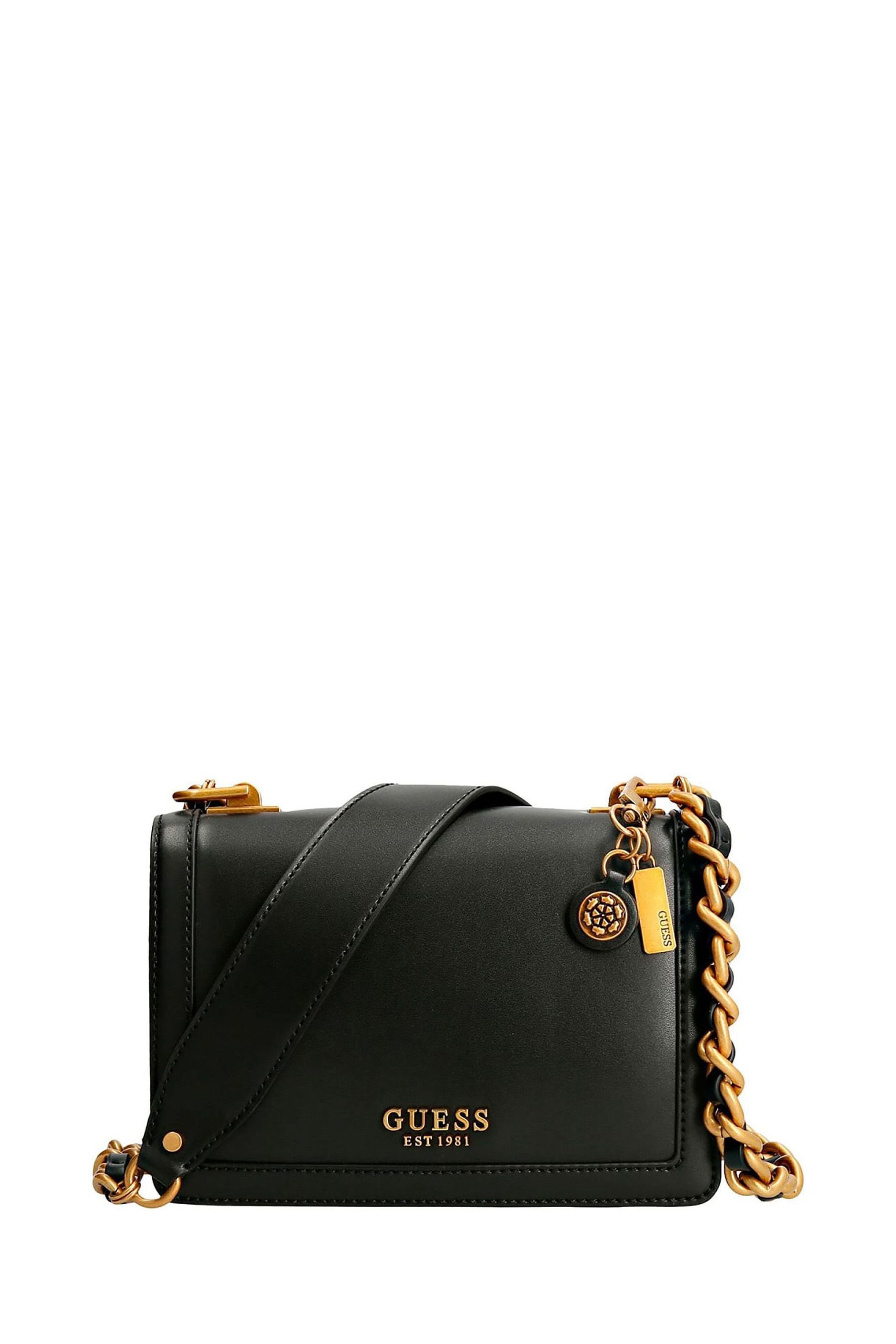 Guess Abey Crossbody Flap Black Bag