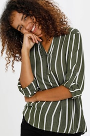 Kaffe Green Stridy Long Sleeve Blouse - Image 4 of 6