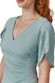Adrianna Papell Blue Knit Crepe Pearl Trim Dress - Image 4 of 4