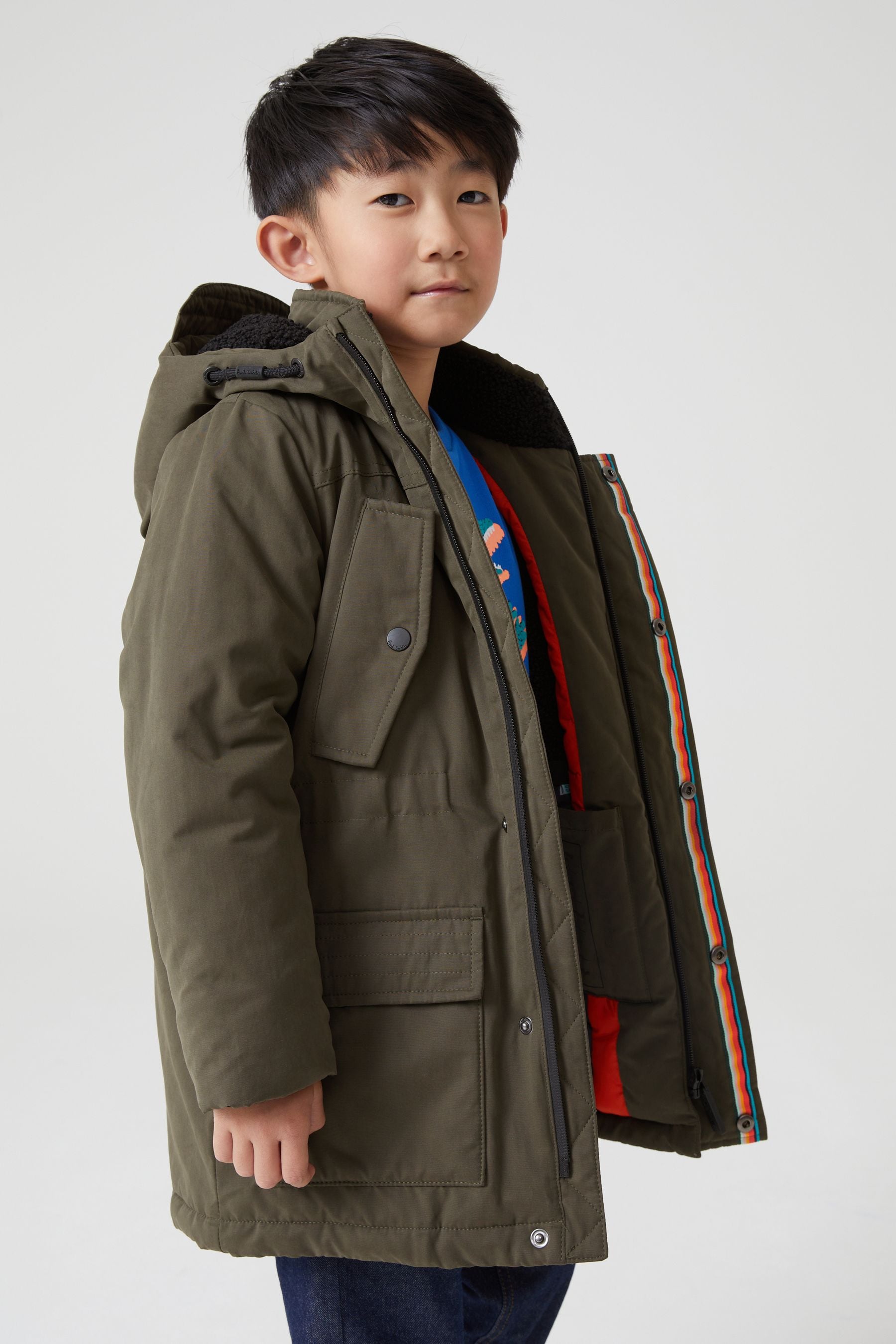 Buy Paul Smith Junior Boys Shower Resistant Khaki Parka Coat from Next Luxembourg