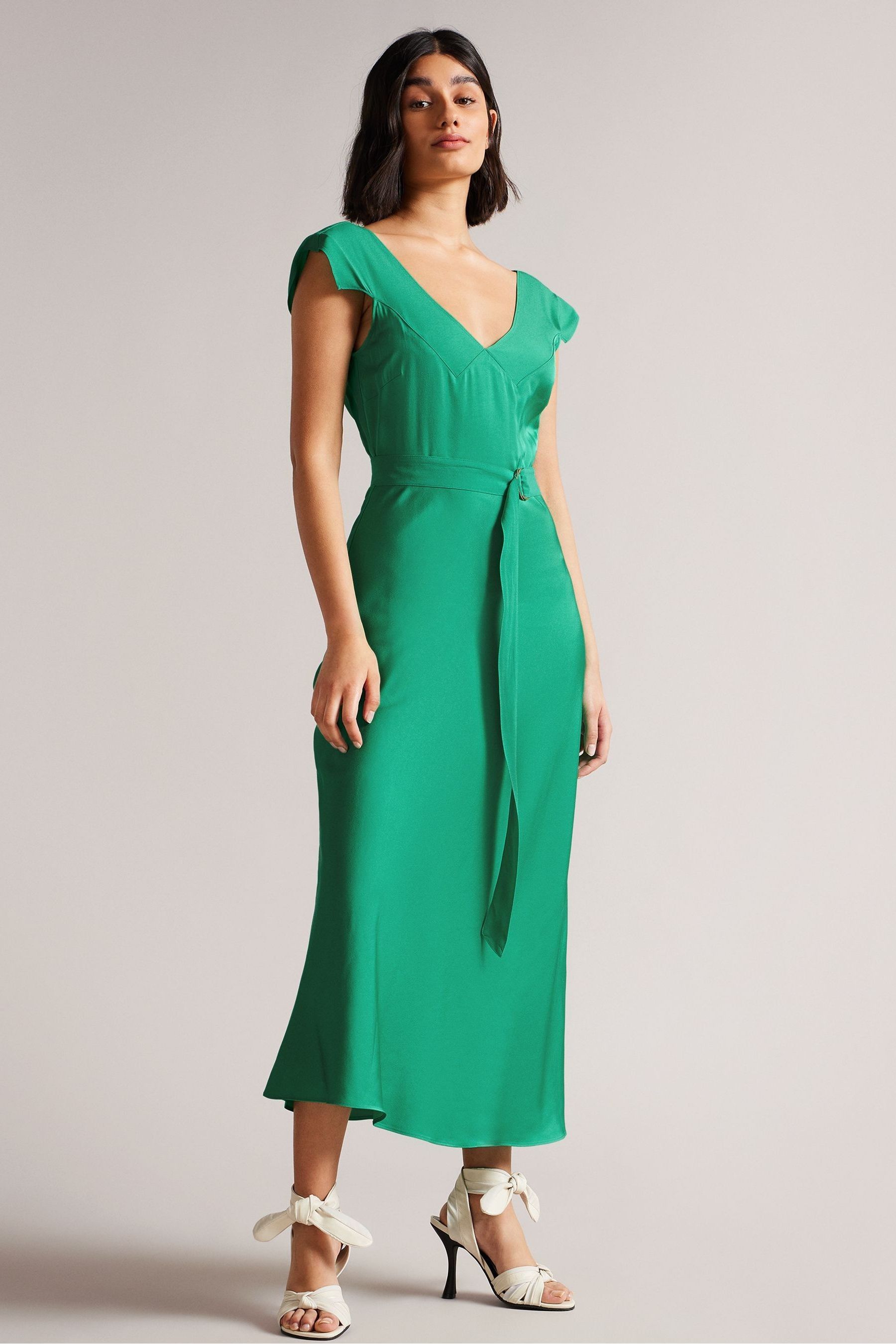 Buy Ted Baker Noemi Mid Green V Neck Bias Cut Midi Dress from Next Lithuania