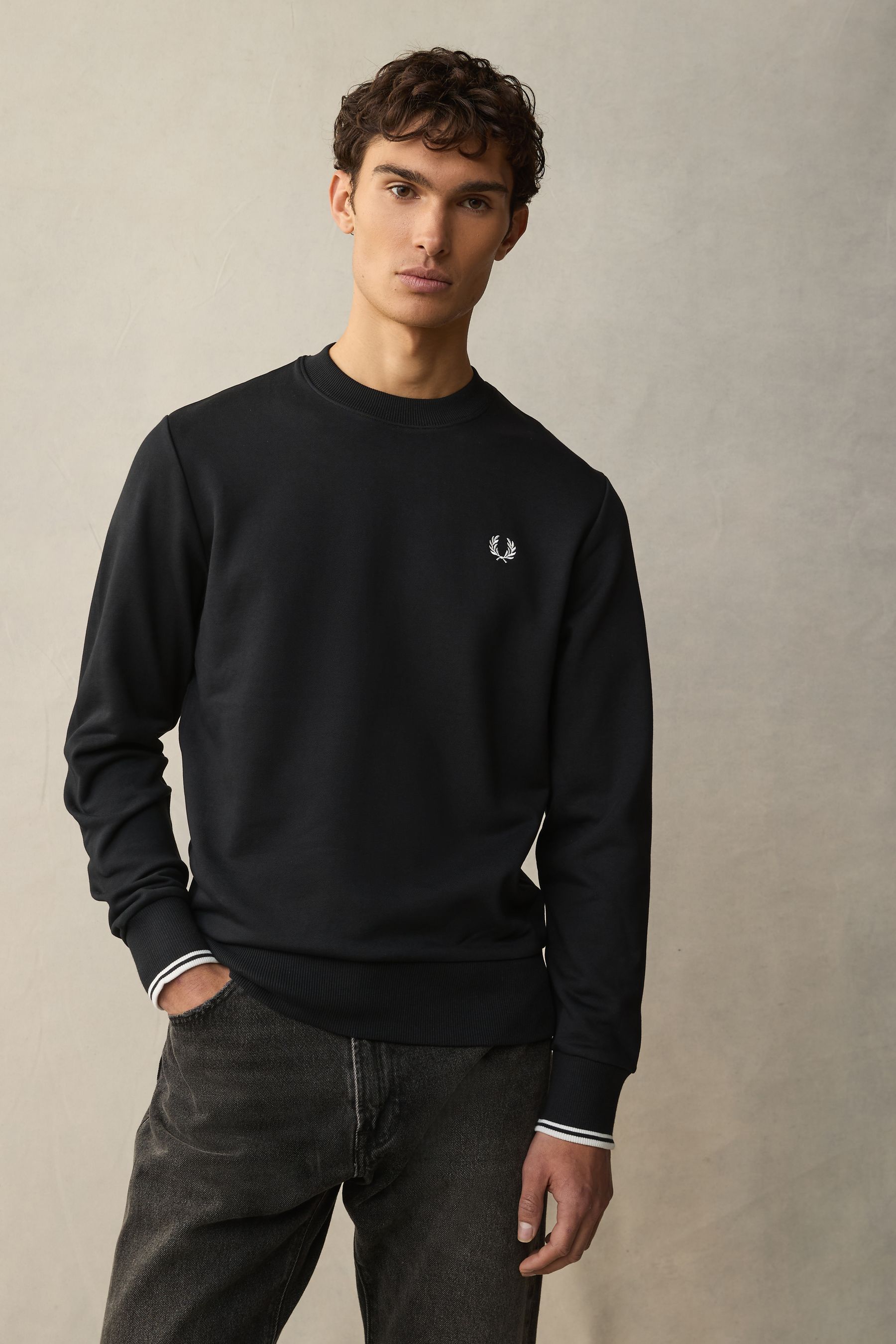 Fred perry taped crew neck sweatshirt on sale