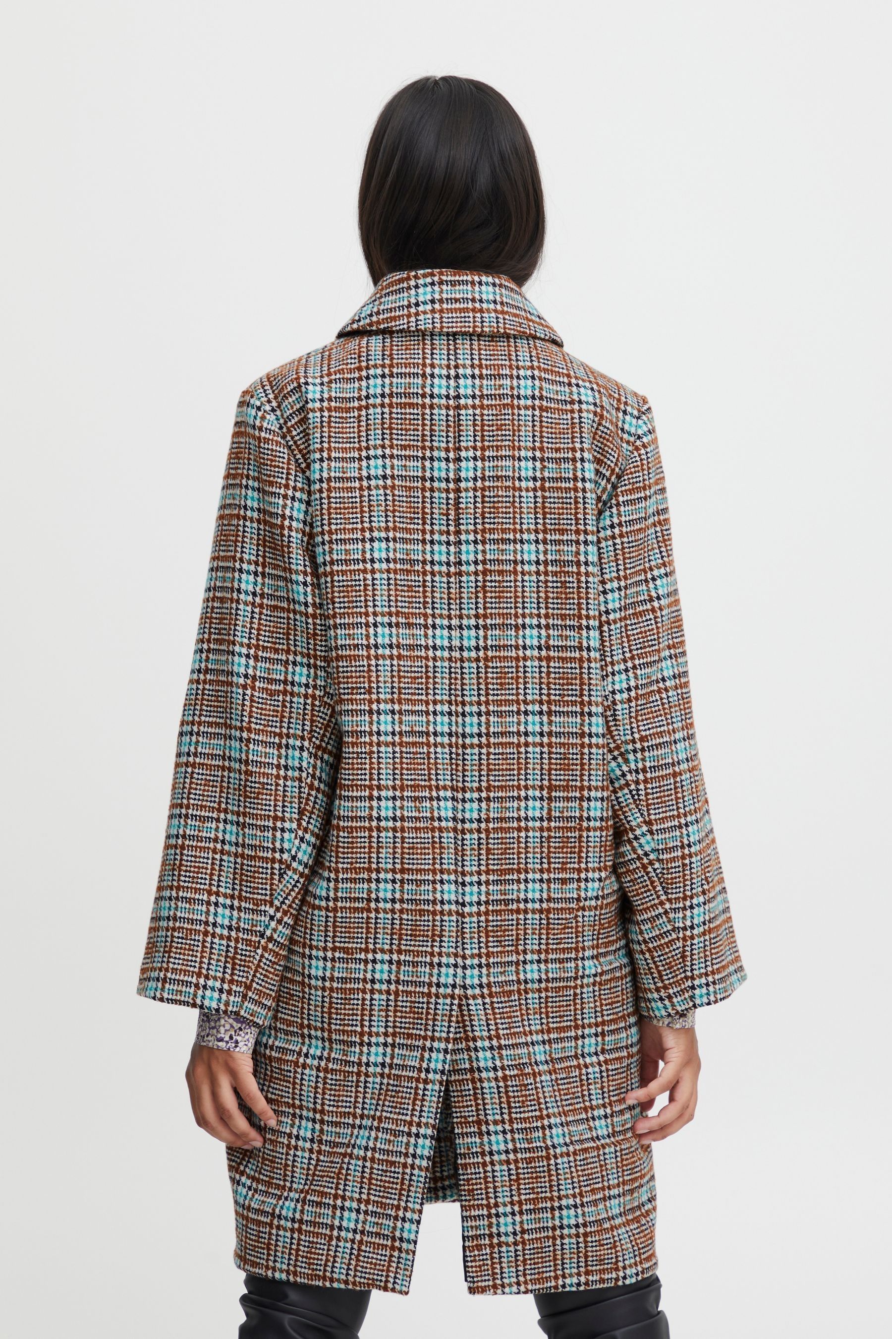 Buy ICHI Brown Check Coat from Next Luxembourg