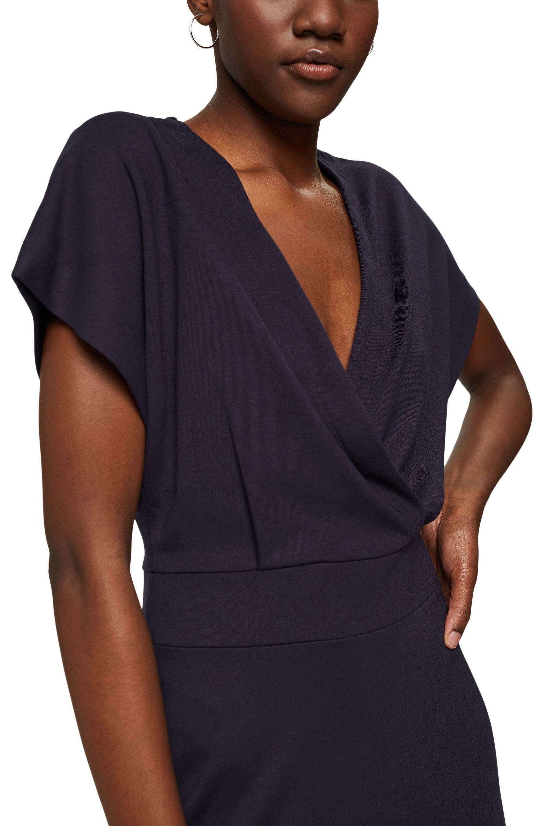 Buy Esprit Navy Blue Wrap Over Effect Jersey Dress from Next Luxembourg