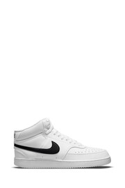 Nike White/Black Court Vision Mid Trainers - Image 1 of 8