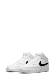 Nike White/Black Court Vision Mid Trainers - Image 3 of 8