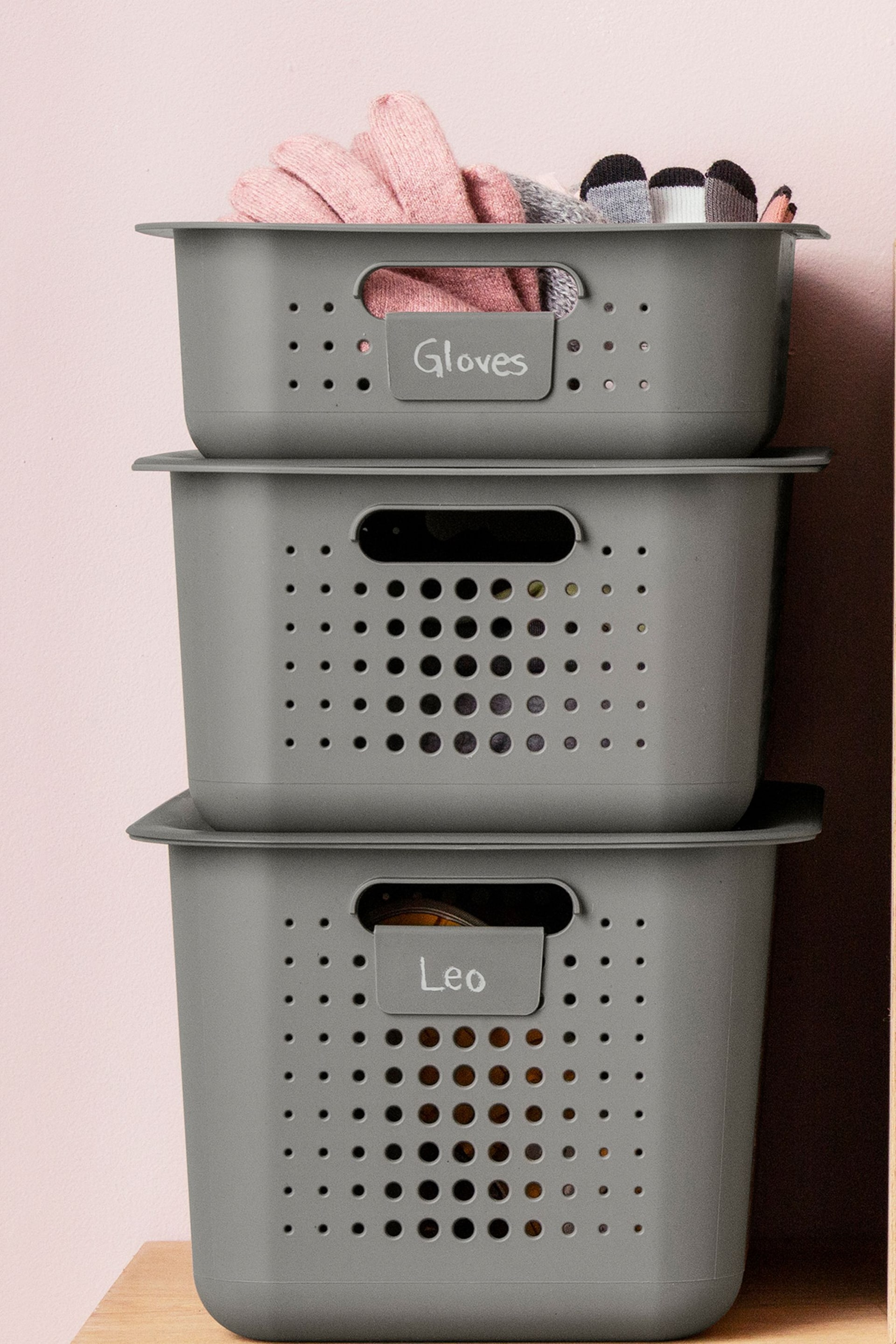 Orthex Grey Smartstore Set of 4 13L Baskets With Lids - Image 3 of 6