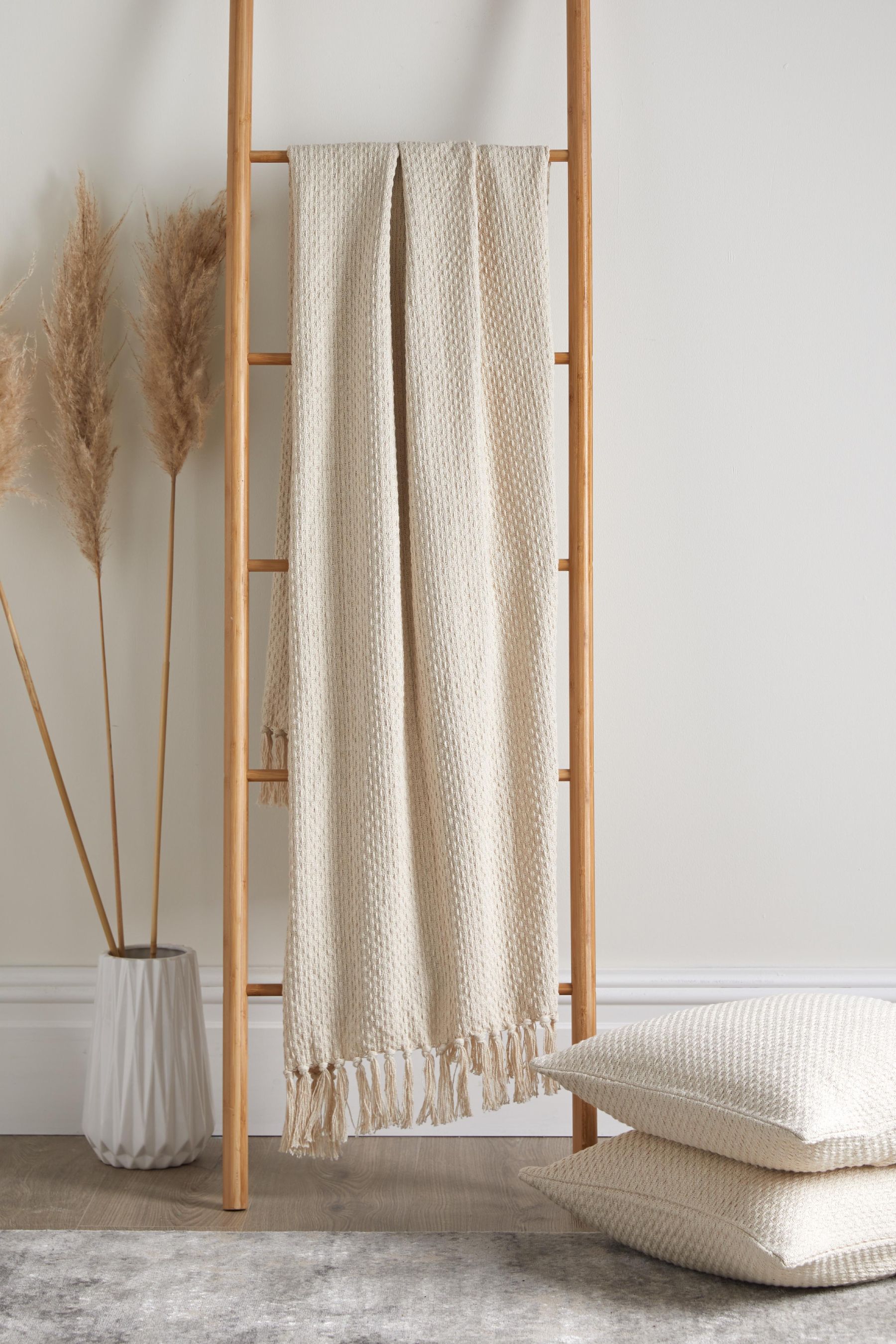 Buy Drift Home Cream Hayden 100 Recycled Cotton Throw from Next Luxembourg