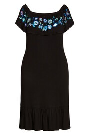 Evans Black Embroidered Frill Midi Dress - Image 3 of 4