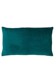 furn. Teal Blue Mangata Linear Cotton Velvet Cushion - Image 2 of 4