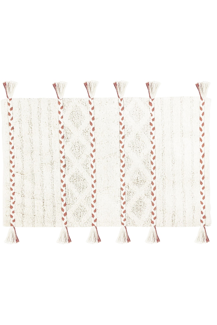 Yard Pecan Brown Tassel Diamond Anti-Slip Bath Mat - Image 1 of 2