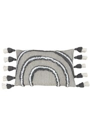 furn. Grey Rainbow Cotton Tufted Tasselled Cushion - Image 1 of 4