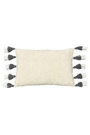 furn. Grey Rainbow Cotton Tufted Tasselled Cushion - Image 2 of 3