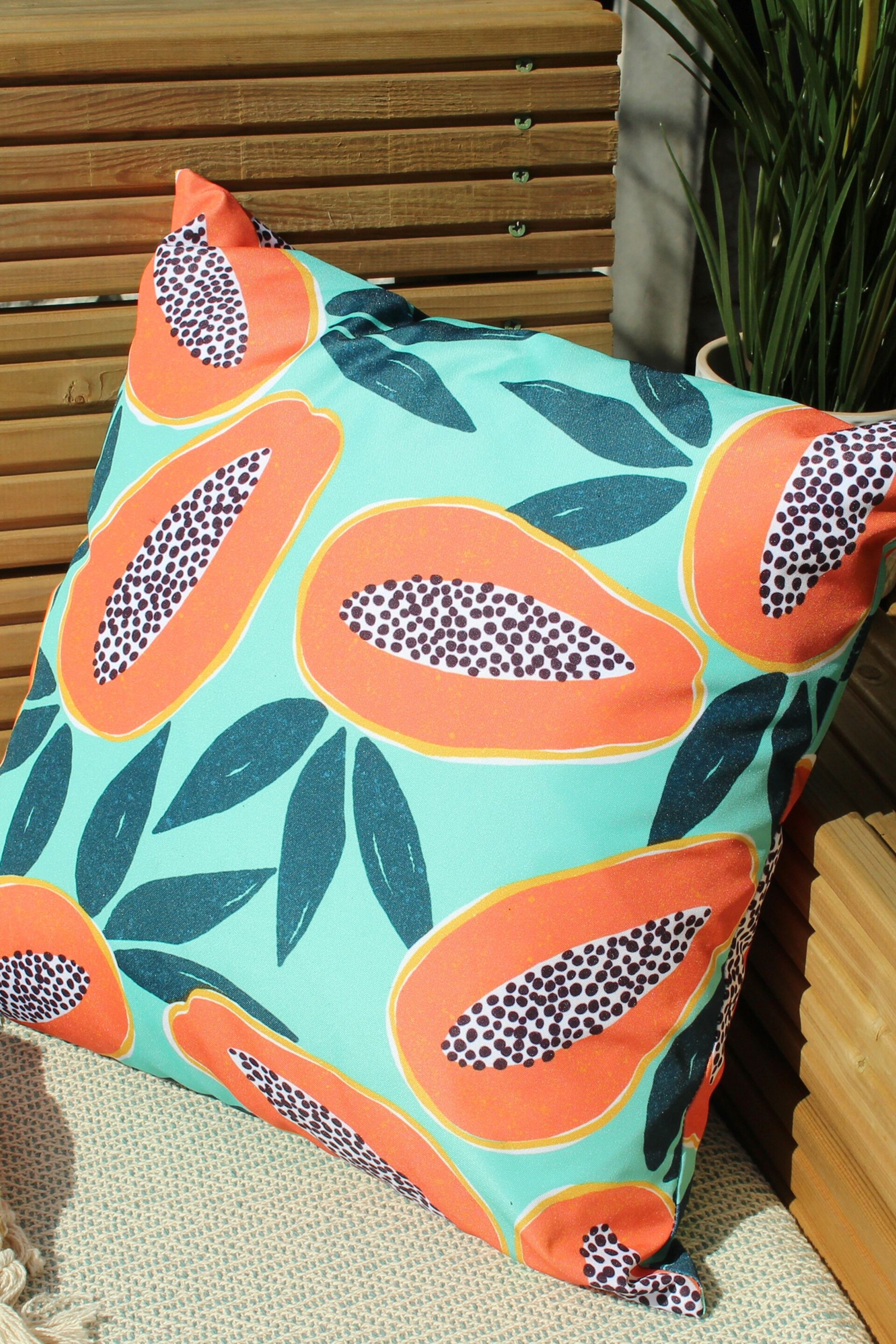 furn. Aqua Blue Papaya Water Resistant Outdoor Cushion - Image 1 of 5